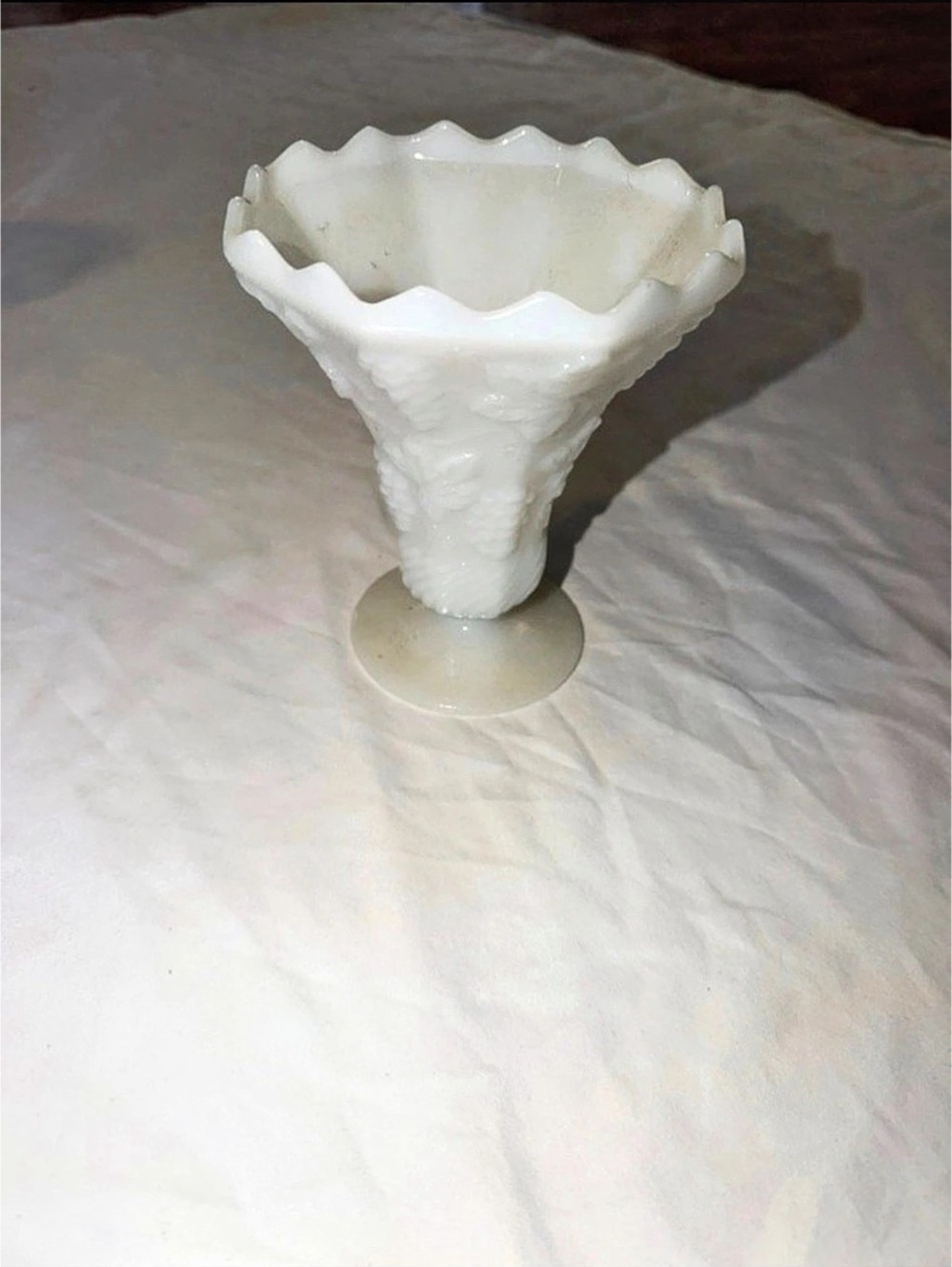 Westmoreland Paneled Grape Milk Glass Pedestal Vase